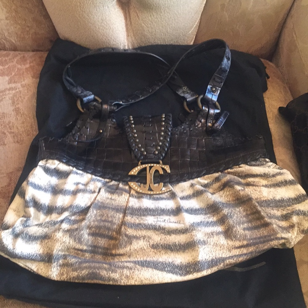 Just Cavall  fabric and leather shoulder bag